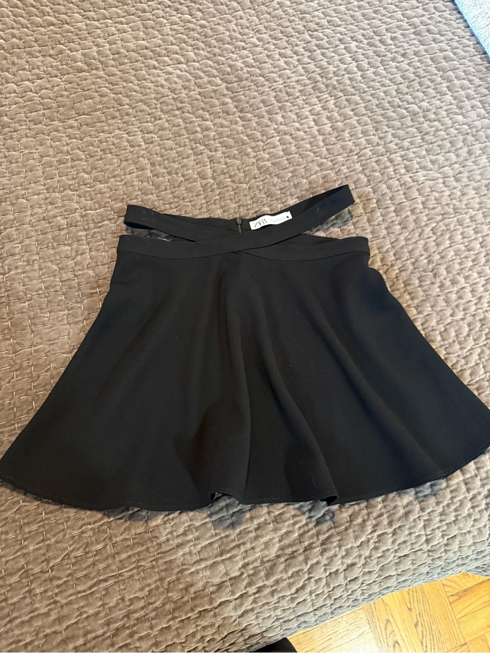 Zara Black Cross-Waist Circle Skirt
